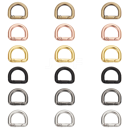 18Pcs 6 Colors Zinc Alloy Spring Gate Rings FIND-UN0004-09-1