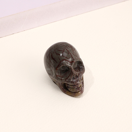 Natural Dendritic Jasper Skull Figurine Display Decorations G-PW0007-061F-1