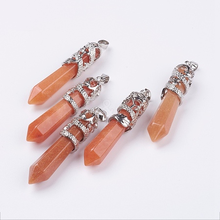 Natural Red Aventurine Big Pointed Pendants G-G738-A-38-1