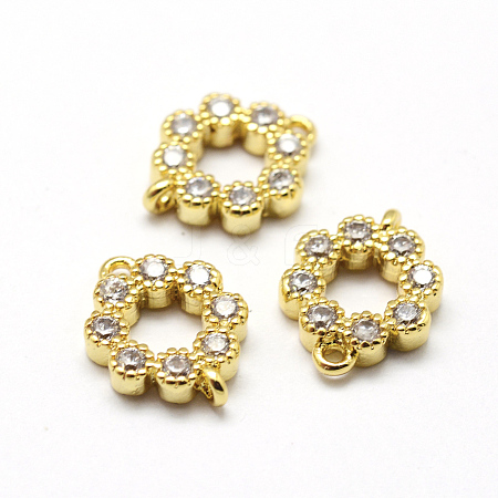 Brass Micro Pave Grade AAA Cubic Zirconia Links ZIRC-P071-14G-NR-1