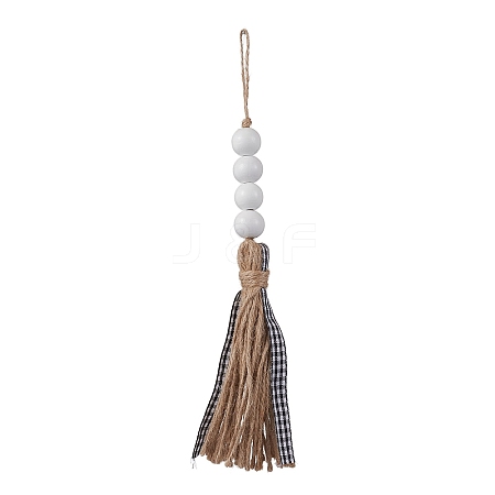 Jute Rope Tassel Hanging Ornaments HJEW-JM02267-1