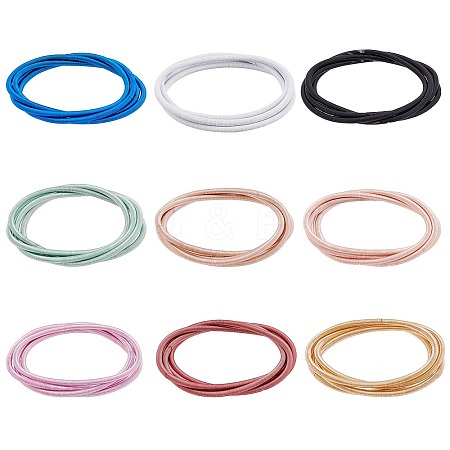 AHADERMAKER 36Pcs 9 Colors 3MM Steel Wire Spring Stretch Bracelets Set for Women BJEW-GA0001-05-1