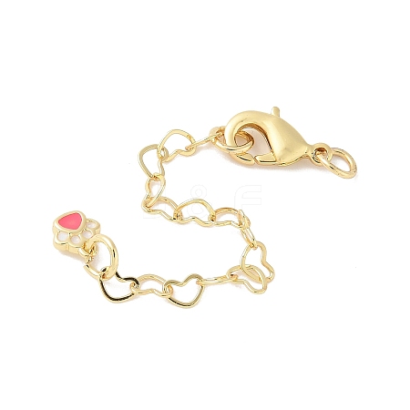 Paw Print Brass Enamel Chain Extender KK-B148-05G-02-1