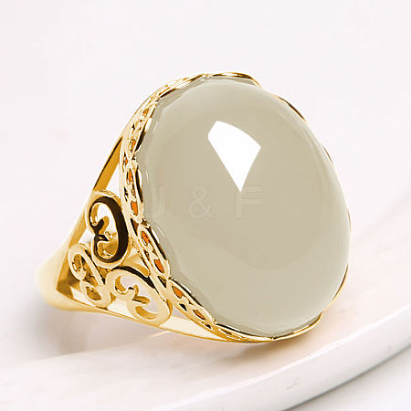 Oval Natural Chalcedony Finger Rings WG05C38-01-1