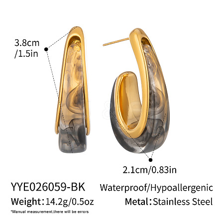 304 Stainless Steel Resin Stud Earrings for Women EG1813-2-1