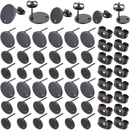 SOFPLATE 36Pcs 3 Size Flat Round 304 Stainless Steel Stud Earring Findings STAS-SP0001-59EB-1