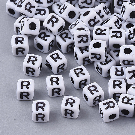 White Opaque Acrylic Beads X-MACR-R869-02R-1