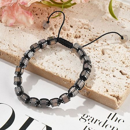 Adjustable Natural Grey Agate and Non-magnetic Synthetic Hematite Braided Bead Bracelets BJEW-Z090-01E-1