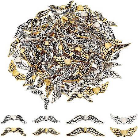 128Pcs 8 Styles Tibetan Style Alloy Beads TIBEB-FG0001-02-1