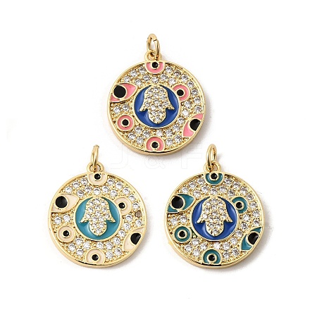 Brass Micro Pave Cubic Zirconia Pendants KK-K419-01G-1