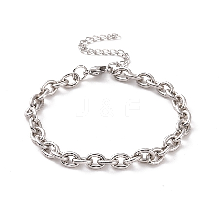 Non-Tarnish 304 Stainless Steel Cable Chain Bracelet for Men Women BJEW-E031-01P-02-1