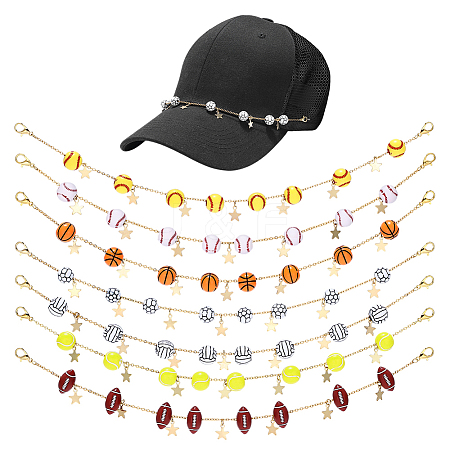 7Pcs 304 Stainless Steel Hat Chains HJEW-PH02391-1
