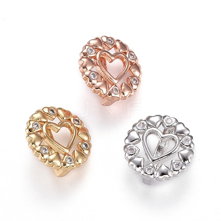 Brass Micro Pave Cubic Zirconia Slide Charms ZIRC-F094-37-RS-1