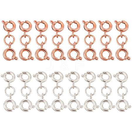 Unicraftale 16Pcs 2 Colors Stainless Steel Double Spring Ring Clasps STAS-UN0051-02-1