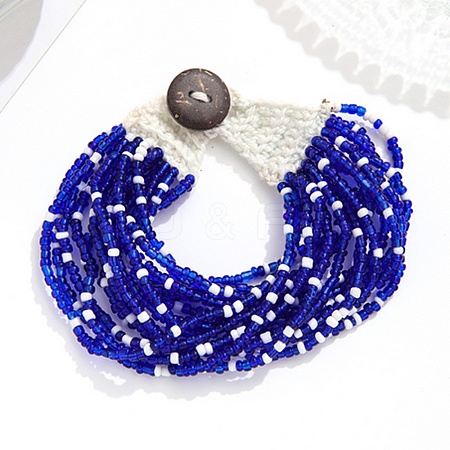 Bohemia Style Glass Beaded Multi-strand Bracelets for Women BJEW-G720-01D-1