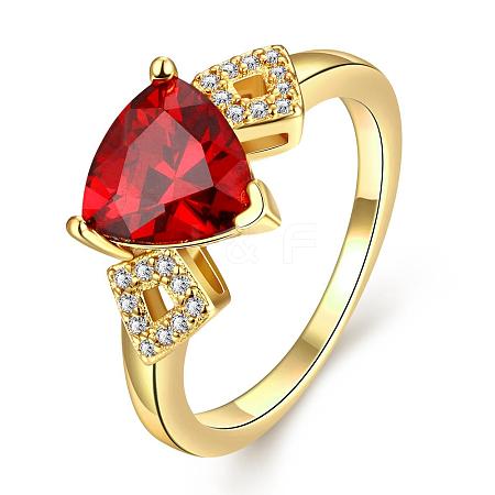 Gorgeous Brass Cubic Zirconia Triangle Finger Rings for Women RJEW-BB04147-A-7G-1