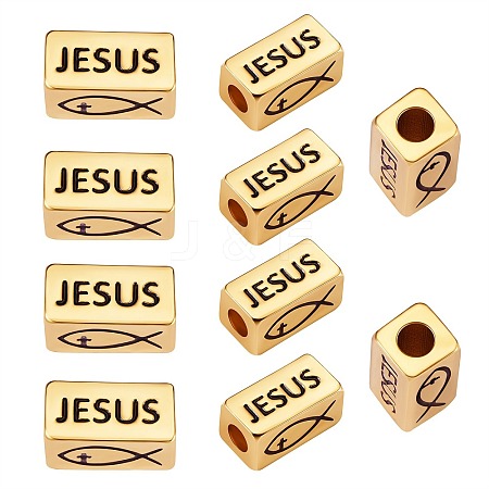 5Pcs Brass Jesus Tube Beads for Easter KK-SZ0005-13-1