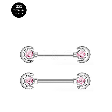 G23 Titanium Pink Cubic Zirconia Nipple Rings WG912A9-10-1