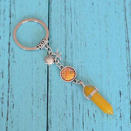 Natural Yellow Agate Bullet Pendant Keychains KEYC-PW0009-03C-1