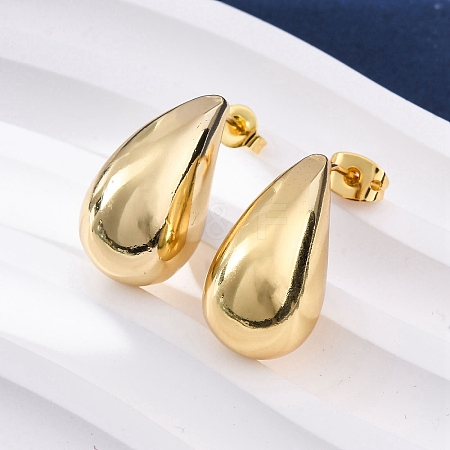 Teardrop Brass Stud Earrings EJEW-Q015-20A-G-1
