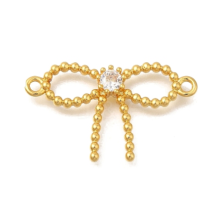 Rack Plating Brass Pave Clear Cubic Zirconia Bowknot Connector Charms LS-KK-I716-29G-1