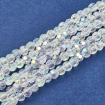 Faceted(32 Facets) Glass Beads Strands Round X-GF4mmC28-AB-1