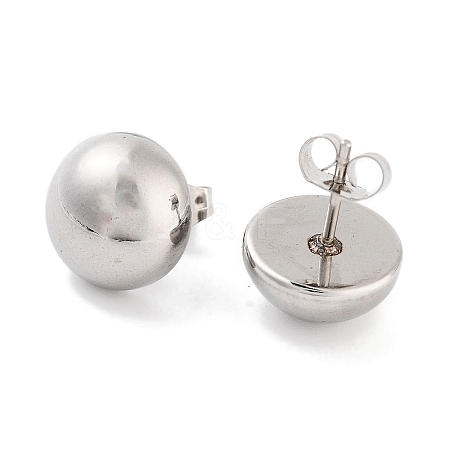 Non-Tarnish Half Round 316 Surgical Stainless Steel Stud Earrings for Women Men EJEW-Z050-08B-AS-1