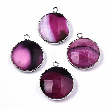 Natural Crackle Agate Pendants G-N326-87A-08-1