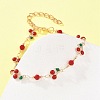 Alloy Enamel & Glass Link Chain Bracelets BJEW-A156-05G-3