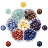 140Pcs 7 Styles Natural Amethyst & Lapis Lazuli & Blue Spot Jasper & Green Aventurine & Yellow Tiger Eye & Yellow Jade & Red Jasper Chakra Beads G-PA0001-93B-1