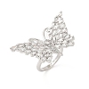 Butterfly Brass Micro Pave Colorful Cubic Zirconia Finger Rings for Women RJEW-G343-30P-02-4