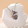 Alloy Colorful Rhinestone Pendant Necklaces for Kid FS-WG8D677-03-1