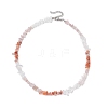 Natural Carnelian & Rose Quartz & Quartz Crystal Chip Beaded Necklaces NJEW-JN05099-03-4