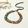 Bohemian Style Dyed Colorful Coconut Beeded Imitation Leather Cord Waist Belly Chains for Women FS-WGCE780-03-1