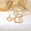Heart Alloy Crystal Rhinestone Pendant Necklace & Dangle Earring Sets FS-WG8597C-01-3
