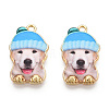 Printed Light Gold Tone Alloy Pendants LS-ENAM-N056-208B-2