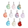 Fox Gradient Color Baking Paint Transparent Glass Pendants PALLOY-JF03271-02-1