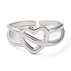 Non-Tarnish 304 Stainless Steel Hollow Heart Open Cuff Rings RJEW-D006-05P-2