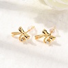 Brass Micro Pave Clear Cubic Zirconia Bowknot Stud Earrings EJEW-C158-14A-G-2