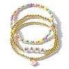 3Pcs Summer Fashionable Acrylic Bead Stretch Bracelet Sets with Heart Pendant and Brass Beads for Women LH3373-1