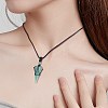 Natural Green Aventurine Cone Braided Pendant Necklace NJEW-SZ0001-59F-3