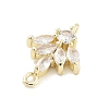 Brass Pave Clear Cubic Zirconia Leaf Links Connector Charms LS-KK-Z061-02G-01-2