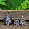 Ethnic Style Alloy & Wood Pendant Necklaces & Dangle Earrings Sets WGEBD92-02-1