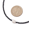 3mm Faceted Round Natural Black Spinel & Natural Cultured Freshwater Pearl Beaded Necklaces for Women NJEW-JN05108-3