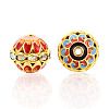 Brass Enamel Beads KK-Q080-01D-G-2