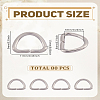 80Pcs 304 Stainless Steel D Rings STAS-LP0005-49B-2