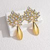 304 Stainless Steel Glass Stud Earrings for Women EJEW-M095-11G-01-1