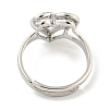 Heart with Letter Rack Plating Brass Micro Pave Clear Cubic Zirconia Adjustable Rings for Women RJEW-I105-01P-N-3