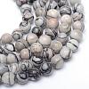 Round Natural Black Silk Stone/Netstone Bead Strands G-R345-4mm-20-1