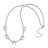 Brass Micro Pave Clear Cubic Zirconia Double Horn and Round Beaded Necklaces KK-CBA4547-06P-5